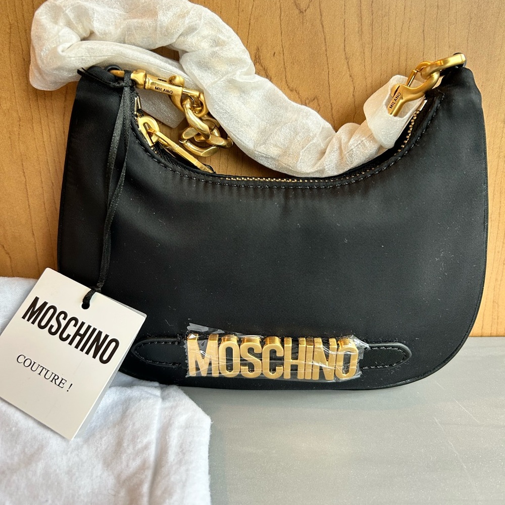 Moschino Black and Gold Shoulder Bag